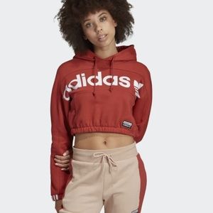 Adidas Originals Red/Orange Cropped Hoodie